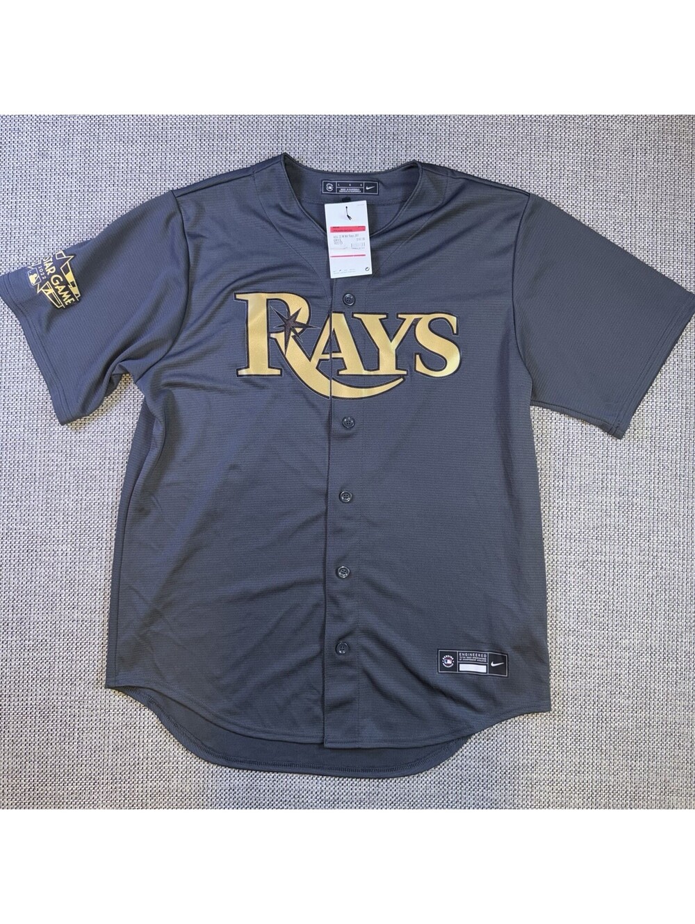 Nike Tampa Bay Rays 2022 MLB All Star Game Jersey Men’s Large NWT Gray Gold
